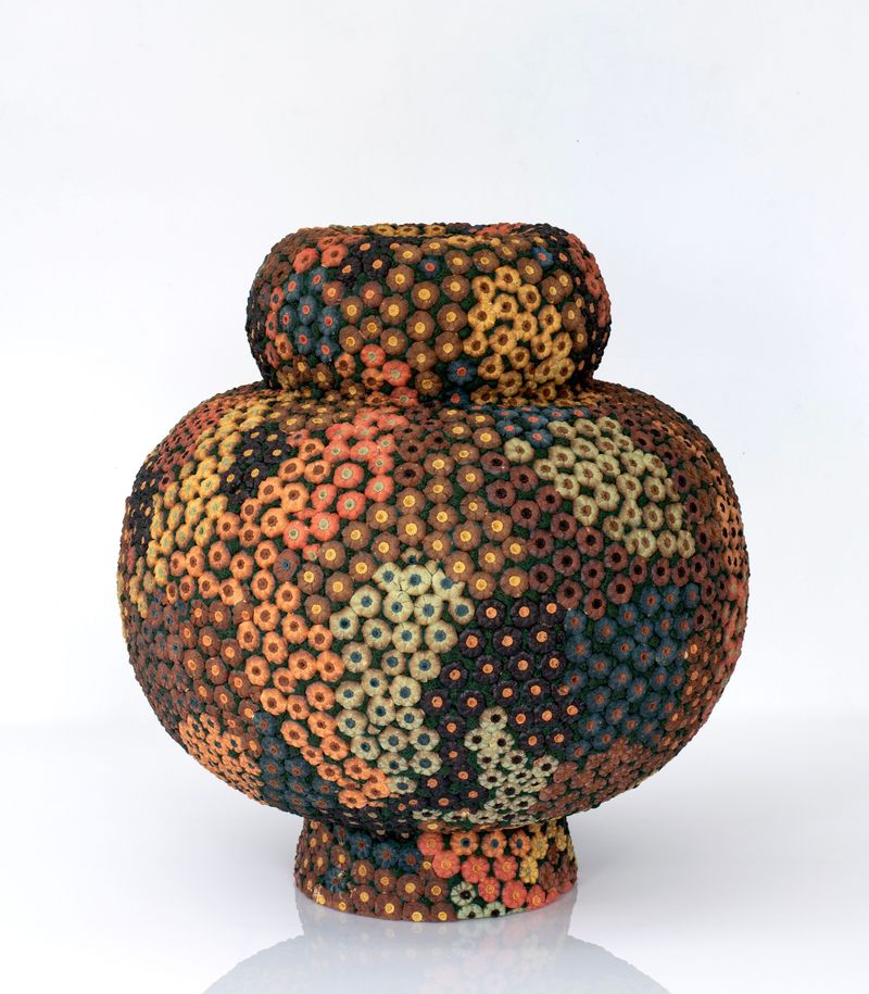 Garden Pot X by Future Retrieval, a patterned stoneware vessel
